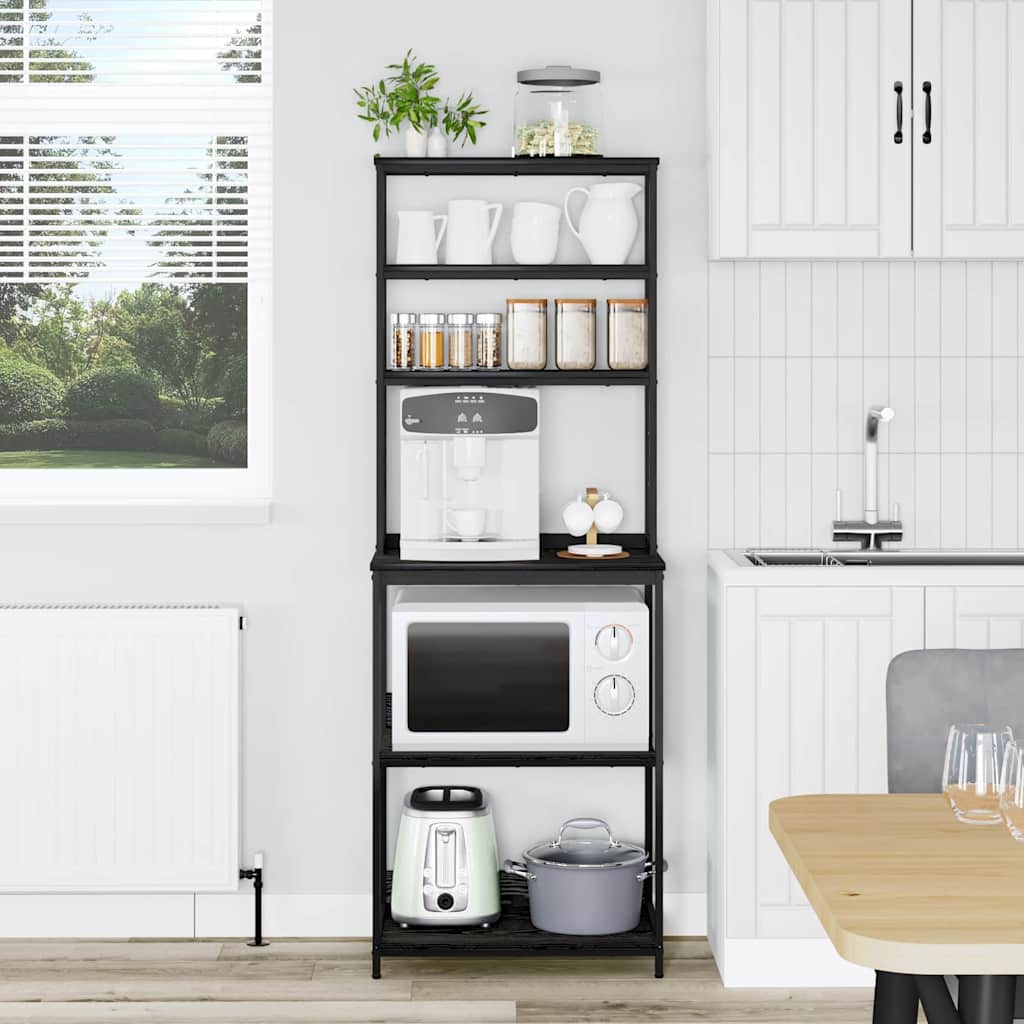 Kitchen Shelf 5-Tier 60 x 40 x 168 cm Engineered Wood Black Oak