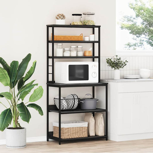 Kitchen Shelf 5-Tier 80 x 40 x 168 cm Engineered Wood Black Oak