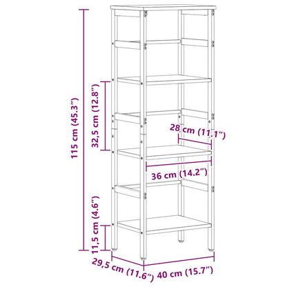 Bookshelf Black Oak 40 x 29.5 x 115 cm Engineered Wood