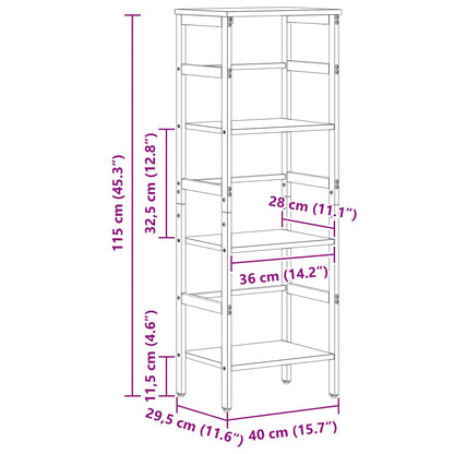 Bookshelf Grey Sonoma 40 x 29.5 x 115 cm Engineered Wood