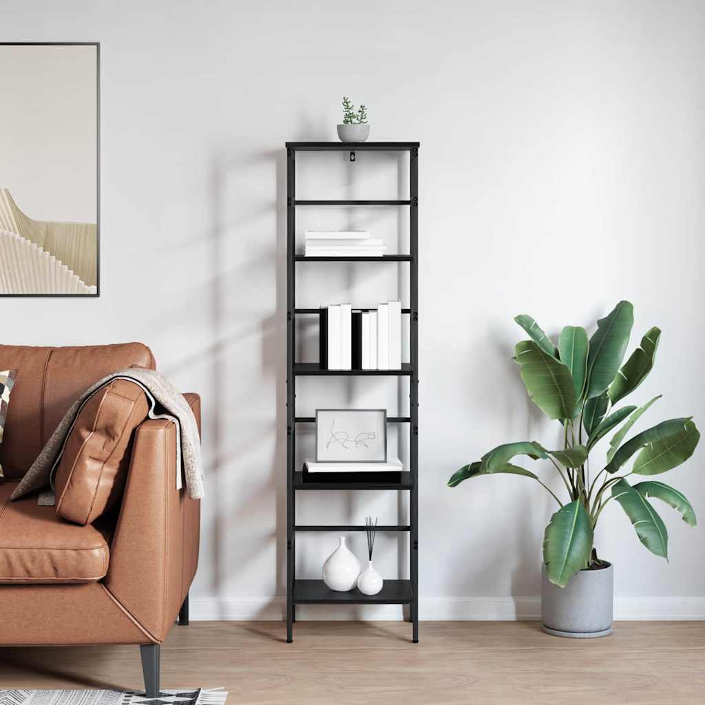 Bookshelf Black Oak 40 x 29.5 x 149 cm Engineered Wood