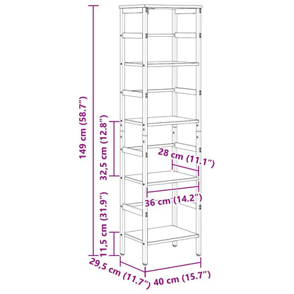 Bookshelf 4-Tier 40 x 29.5 x 149 cm Engineered Wood Artisan Oak