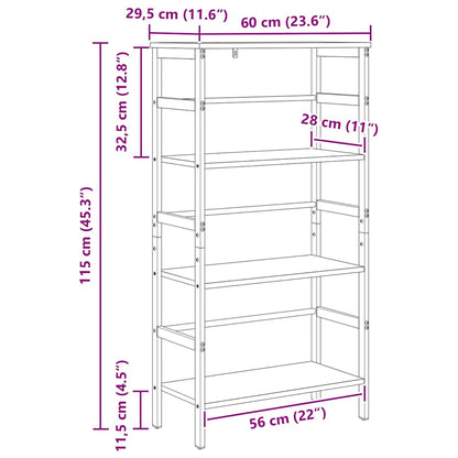 Bookshelf Black Oak 60 x 29.5 x 115 cm Engineered Wood