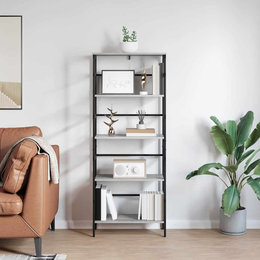 Bookshelf Grey Sonoma 60 x 29.5 x 149 cm Engineered Wood