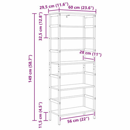 Bookshelf 4-Tier 60 x 29.5 x 149 cm Engineered Wood Artisan Oak