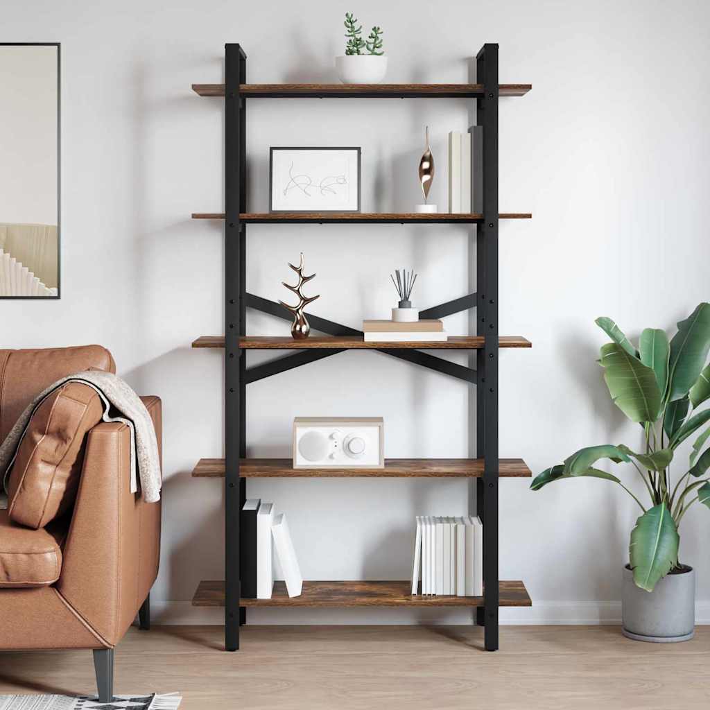 Bookshelf Smoked Oak 100 x 33.5 x 178 cm Engineered Wood