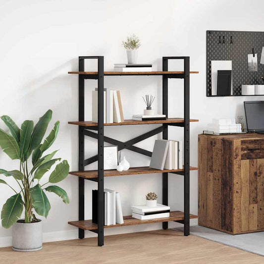 Bookshelf 4-Tier 100 x 33.5 x 140 cm Engineered Wood Old Wood