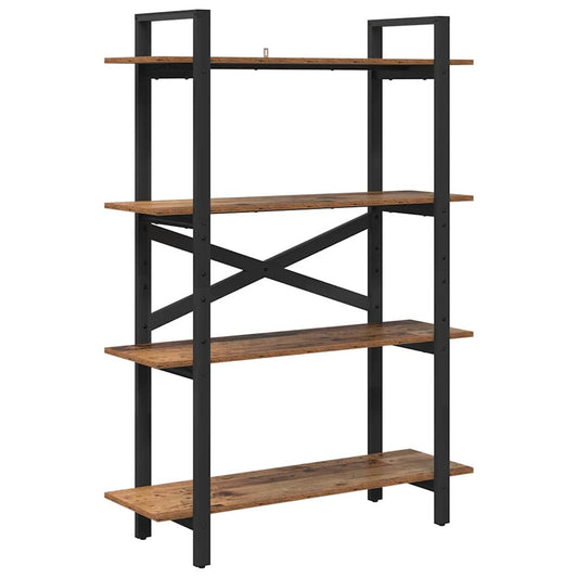 Bookshelf 4-Tier 100 x 33.5 x 140 cm Engineered Wood Old Wood