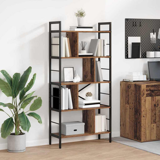 Bookshelf 9-Tier 75 x 30 x 156 cm Engineered Wood Old Wood