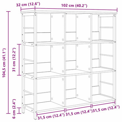 Bookshelf Grey Sonoma 102 x 32 x 104.5 cm Engineered Wood