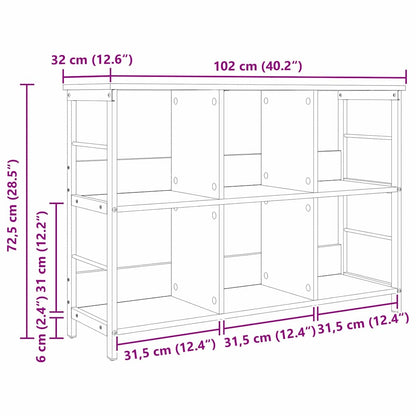 Bookshelf 6-Tier 102 x 32 x 72.5 cm Engineered Wood Artisan Oak