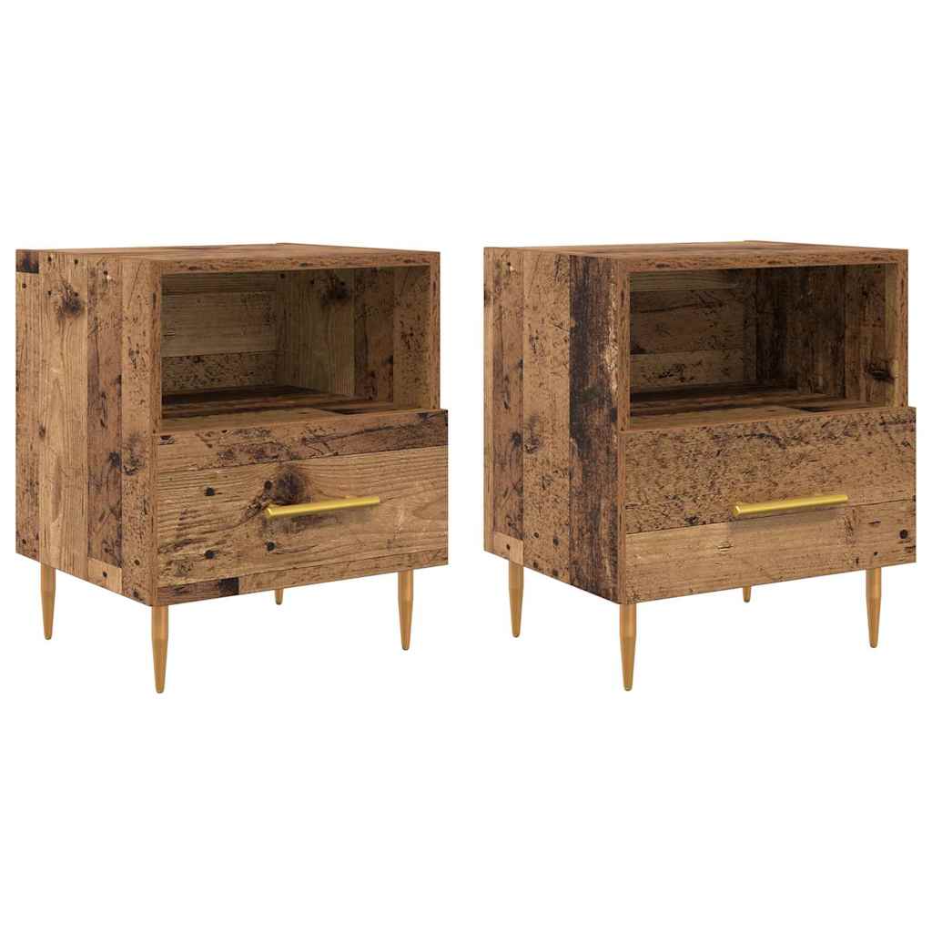 Bedside Table 2 pcs Old Wood 40 x 35 x 47.5 cm Engineered Wood