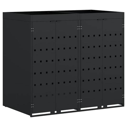 Wheelie Bin Storage for 2 Bins Black 136 x 77.5 x 121.5 cm