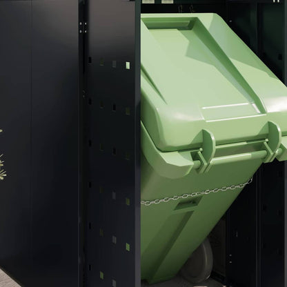 Wheelie Bin Storage for 3 Bins Black 204 x 77.5 x 121.5 cm