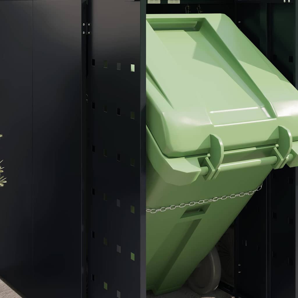 Wheelie Bin Storage for 5 Bins Black 340 x 77.5 x 121.5 cm