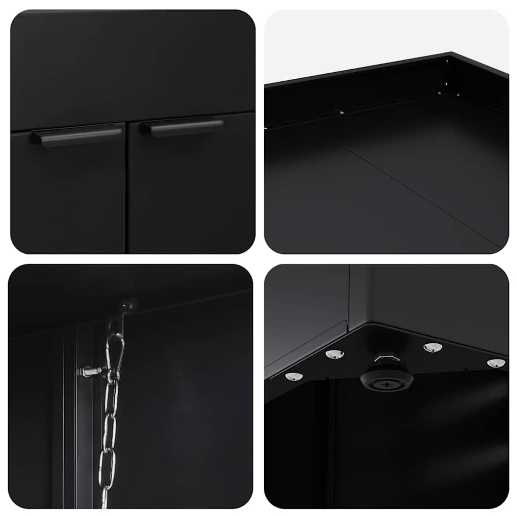 Wheelie Bin Storage for 6 Bins Black 408 x 77.5 x 121.5 cm