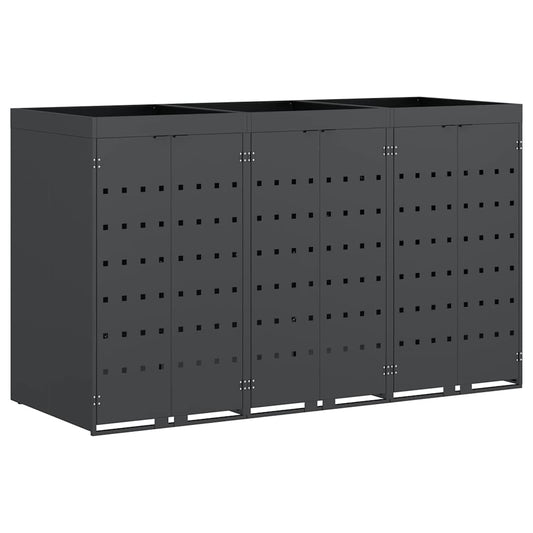Wheelie Bin Storage for 3 Bins Anthracite 204 x 77.5 x 121.5 cm