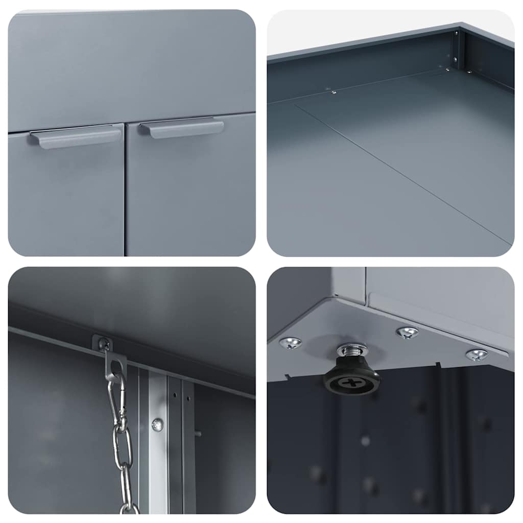 Wheelie Bin Storage for 5 Bins Light Grey 340 x 77.5 x 121.5 cm