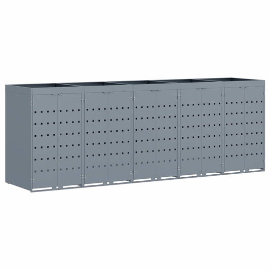 Wheelie Bin Storage for 5 Bins Light Grey 340 x 77.5 x 121.5 cm