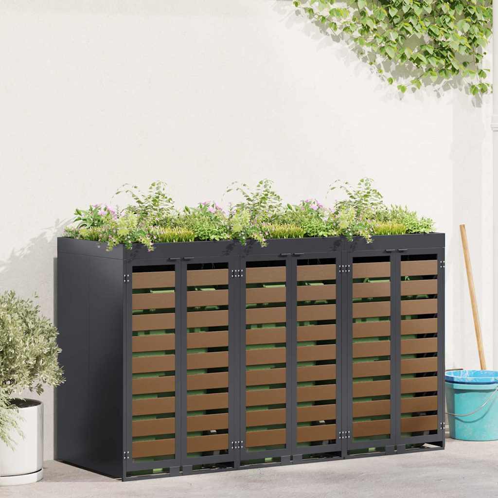 Wheelie Bin Storage for 3 Bins Steel Anthracite