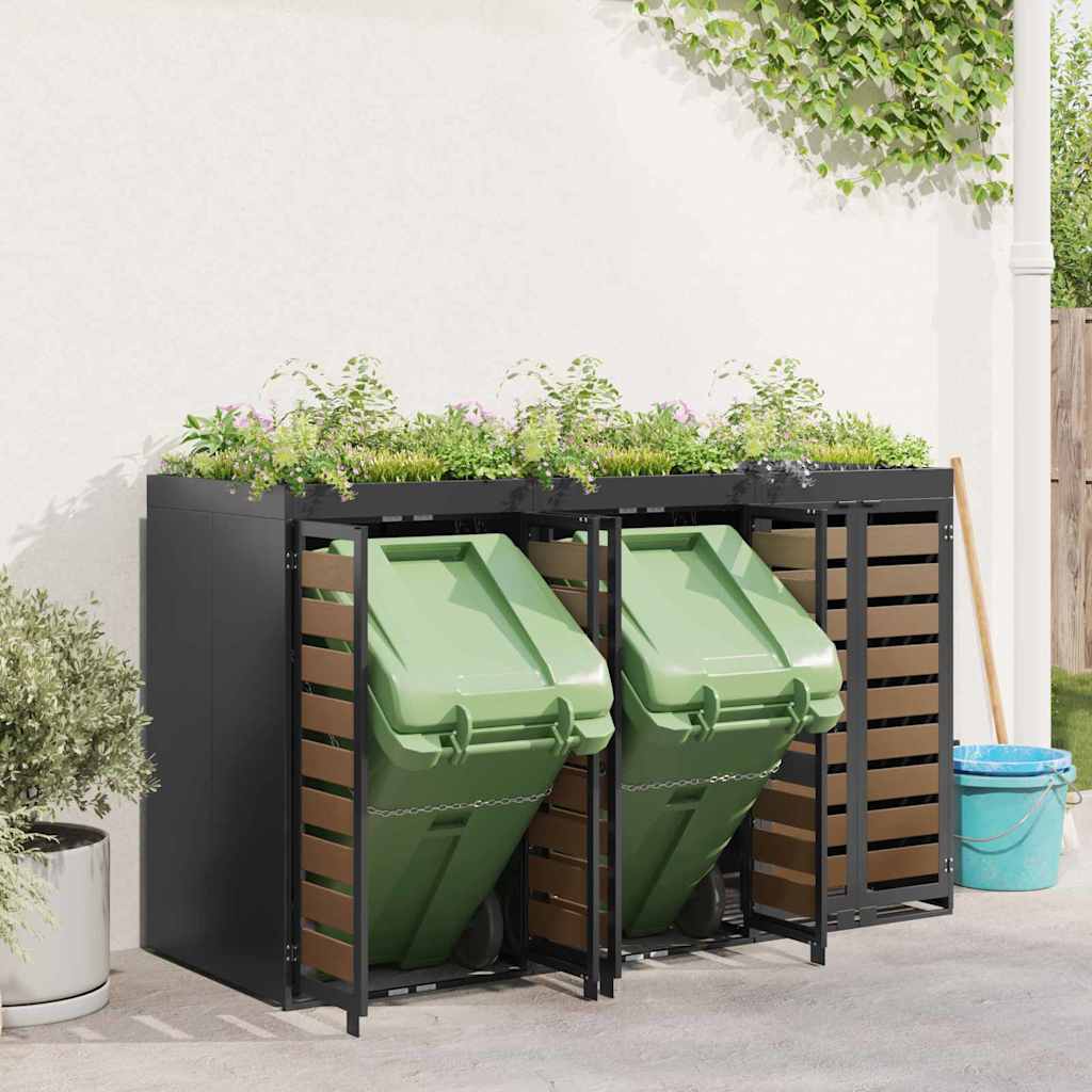 Wheelie Bin Storage for 3 Bins Steel Anthracite