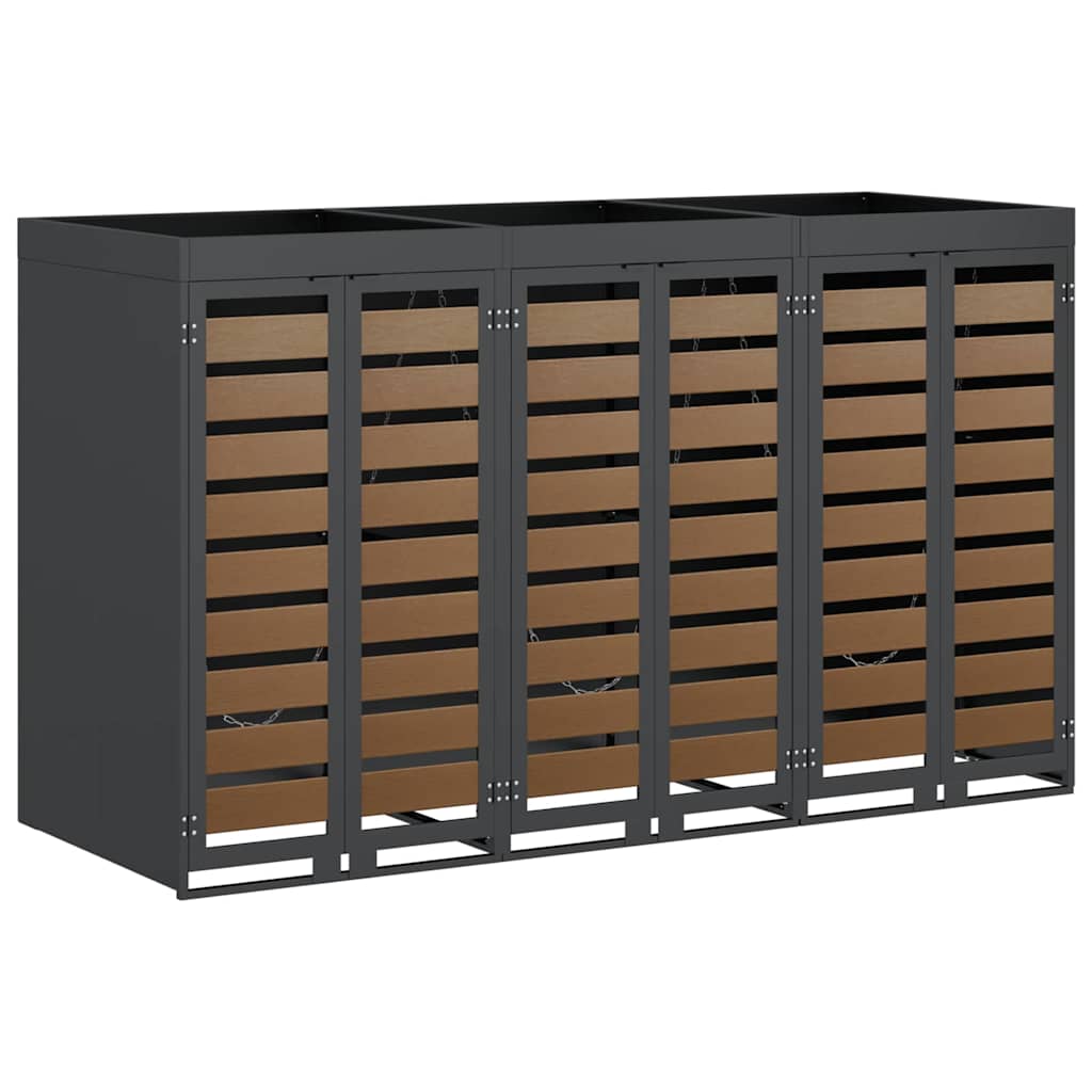 Wheelie Bin Storage for 3 Bins Steel Anthracite