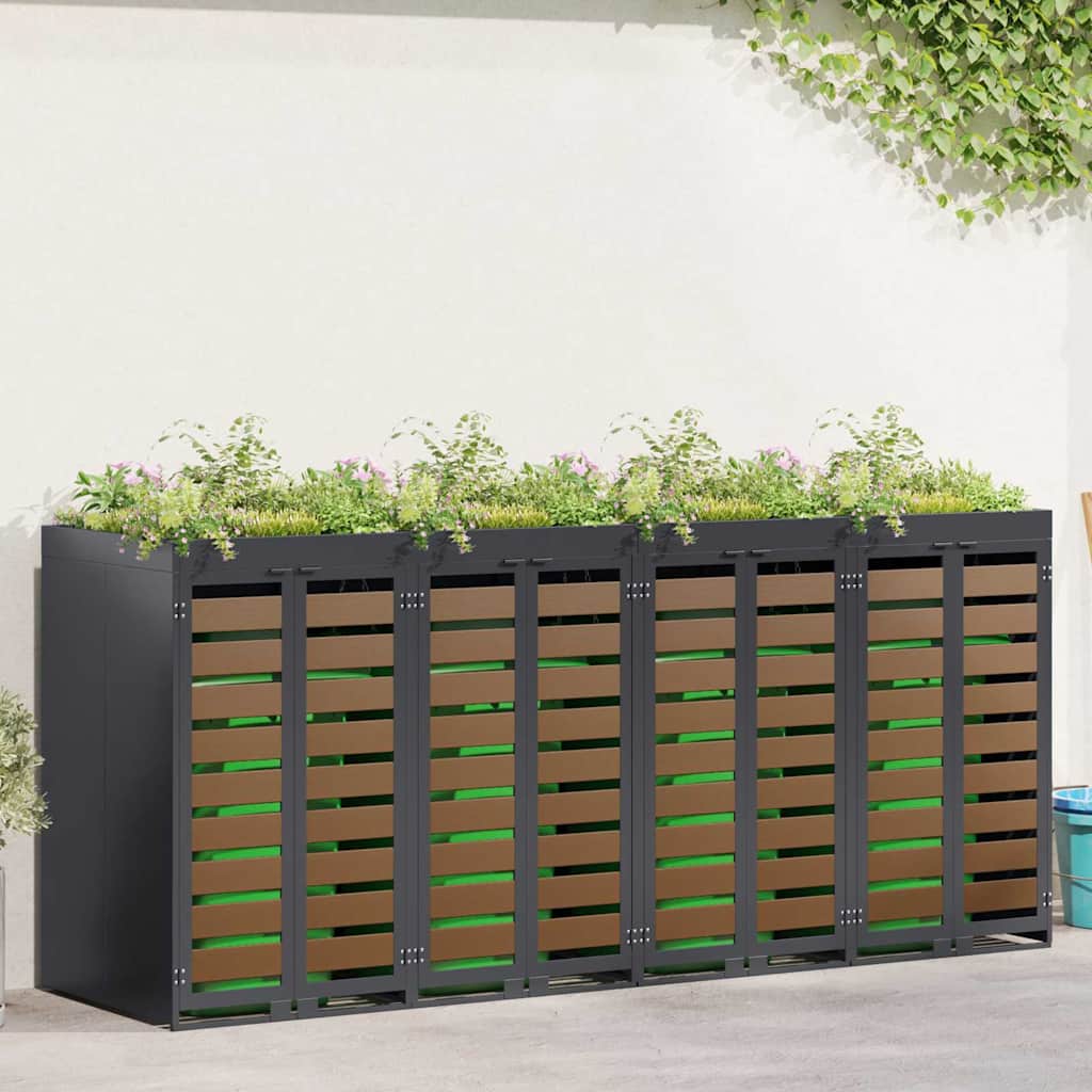 Wheelie Bin Storage for 4 Bins Steel Anthracite
