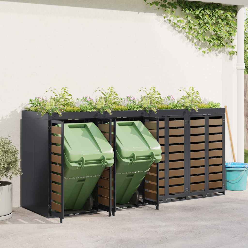 Wheelie Bin Storage for 4 Bins Steel Anthracite