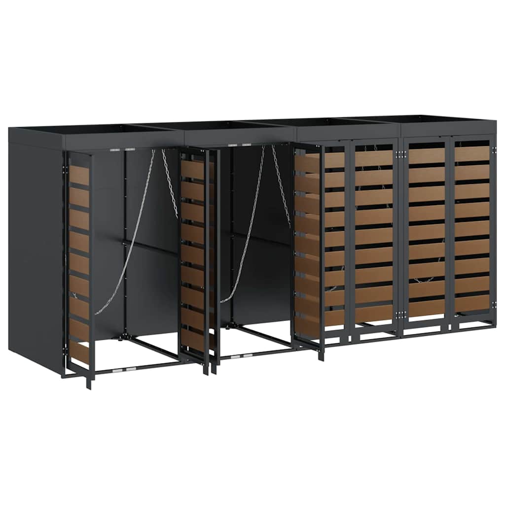 Wheelie Bin Storage for 4 Bins Steel Anthracite