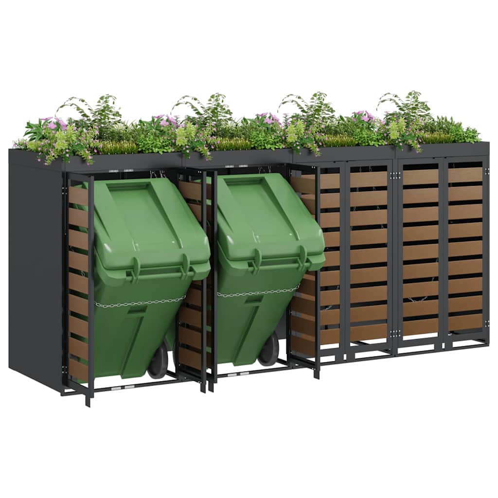 Wheelie Bin Storage for 4 Bins Steel Anthracite