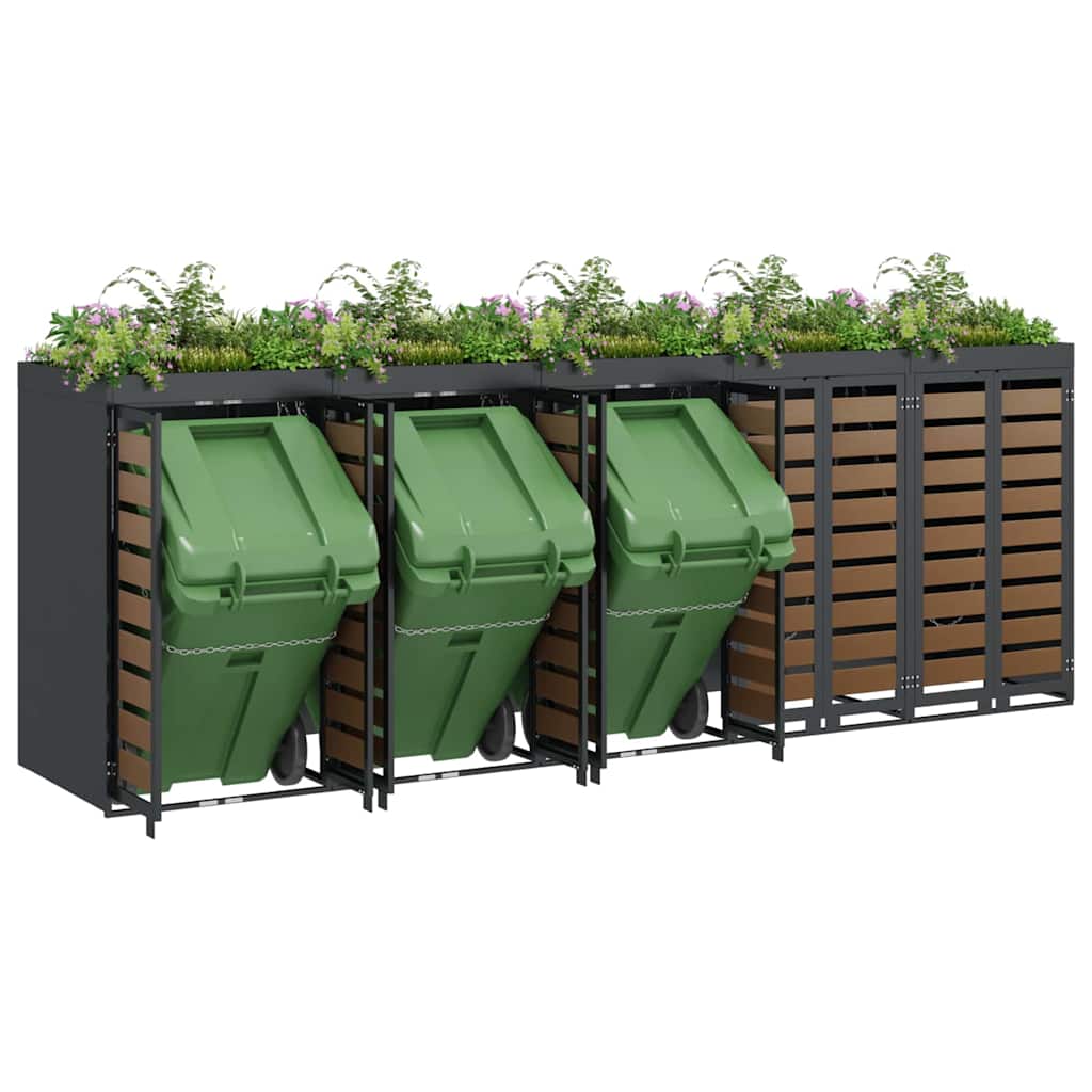 Wheelie Bin Storage for 5 Bins Steel Anthracite