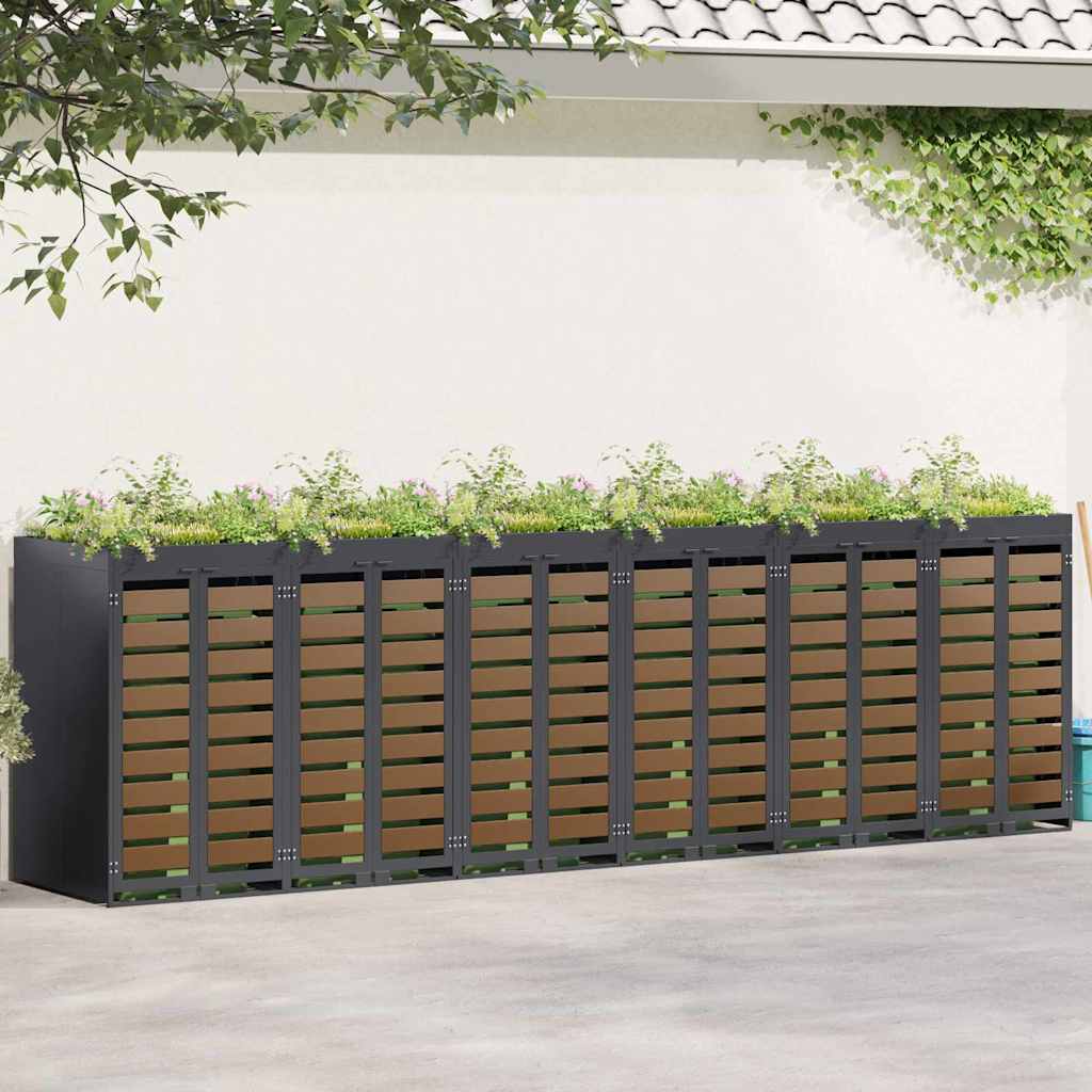 Wheelie Bin Storage for 6 Bins Steel Anthracite