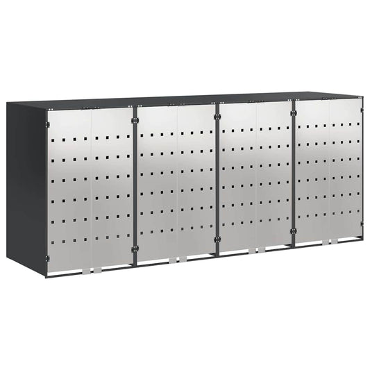 Wheelie Bin Storage for 4 Bins Stainless Steel Anthracite