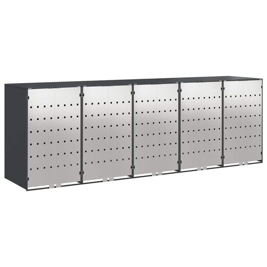 Wheelie Bin Storage for 5 Bins Stainless Steel Anthracite