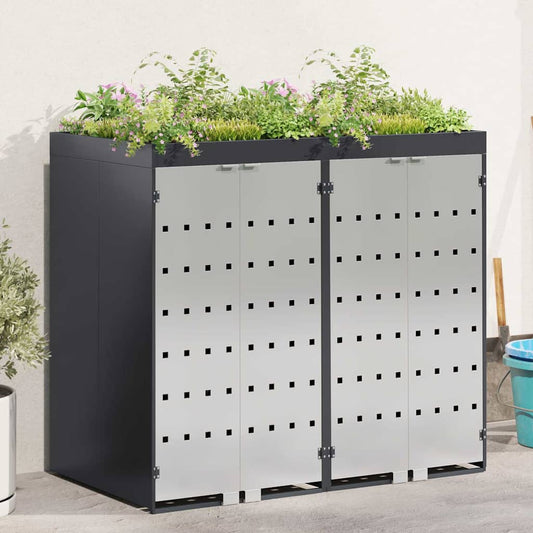 Wheelie Bin Storage for 2 Bins Stainless Steel Anthracite