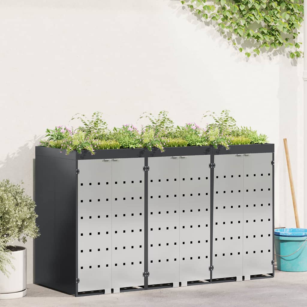 Wheelie Bin Storage for 3 Bins Steel Anthracite