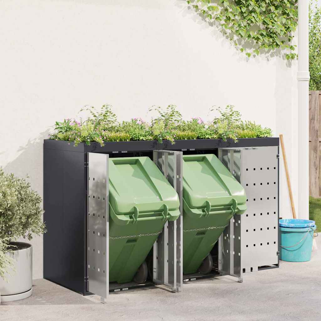 Wheelie Bin Storage for 3 Bins Steel Anthracite