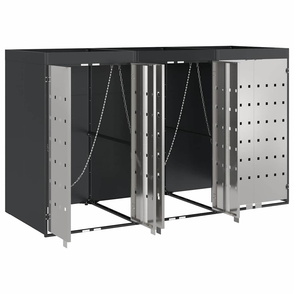 Wheelie Bin Storage for 3 Bins Steel Anthracite
