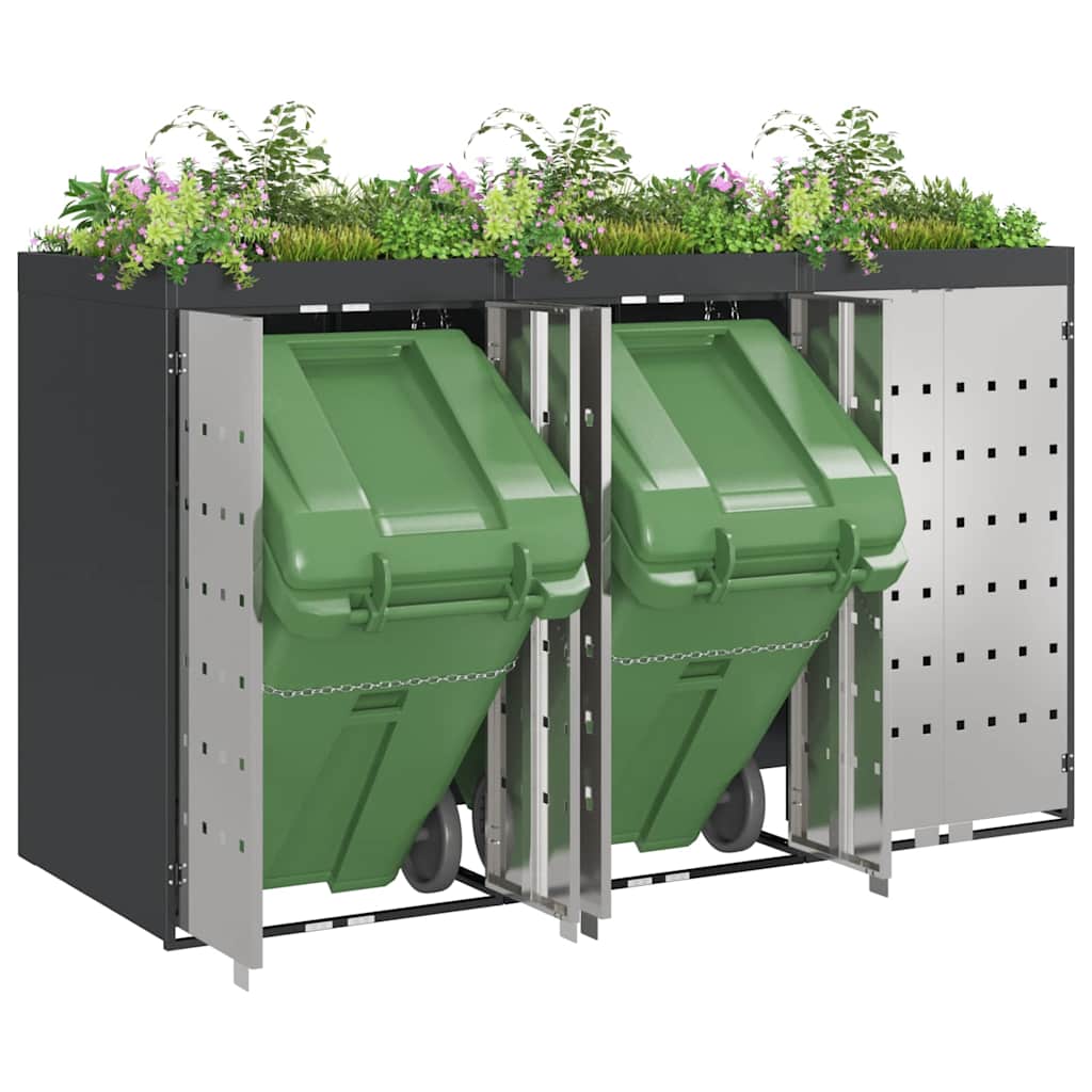 Wheelie Bin Storage for 3 Bins Steel Anthracite
