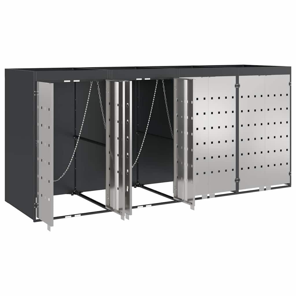 Wheelie Bin Storage for 4 Bins Steel Anthracite