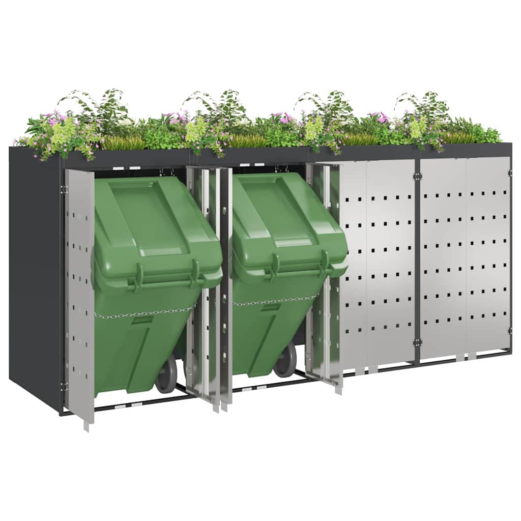 Wheelie Bin Storage for 4 Bins Steel Anthracite