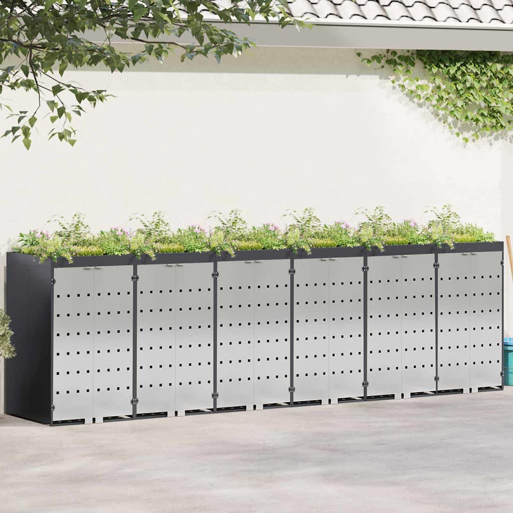 Wheelie Bin Storage for 6 Bins Steel Anthracite