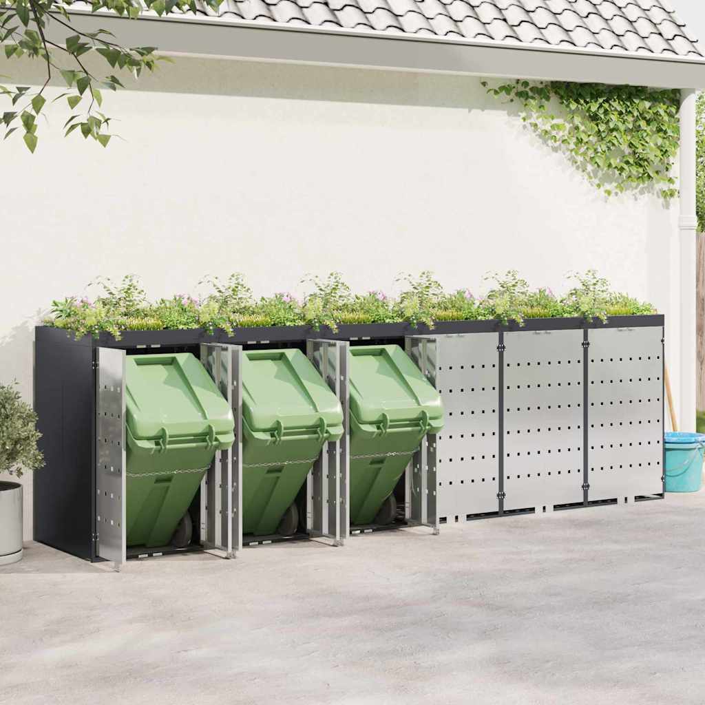 Wheelie Bin Storage for 6 Bins Steel Anthracite