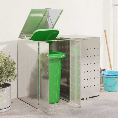 Wheelie Bin Storage for 2 Bins Stainless Steel Silver