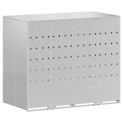 Wheelie Bin Storage for 2 Bins Stainless Steel Silver