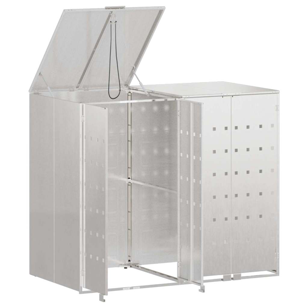 Wheelie Bin Storage for 2 Bins Stainless Steel Silver