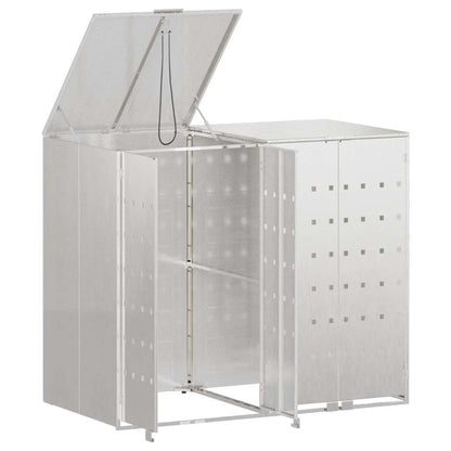 Wheelie Bin Storage for 2 Bins Stainless Steel Silver