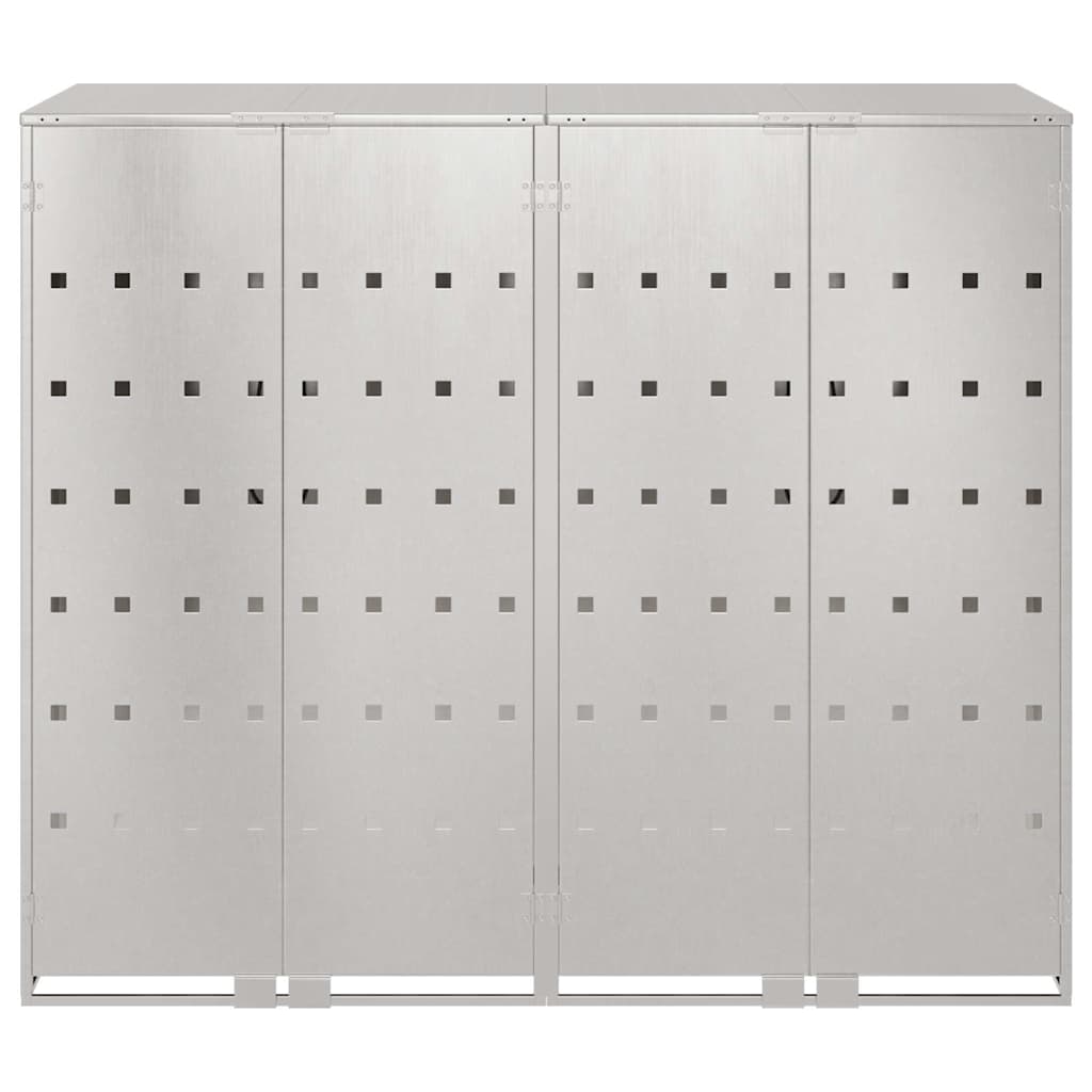 Wheelie Bin Storage for 2 Bins Stainless Steel Silver