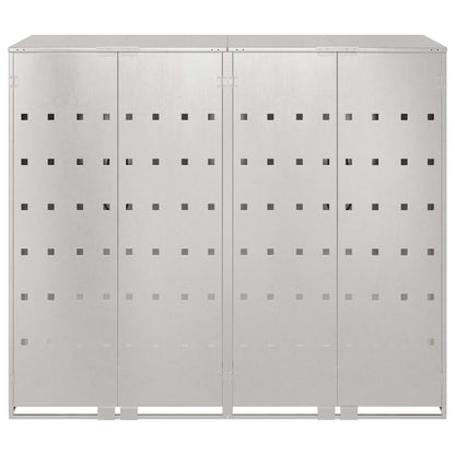 Wheelie Bin Storage for 2 Bins Stainless Steel Silver