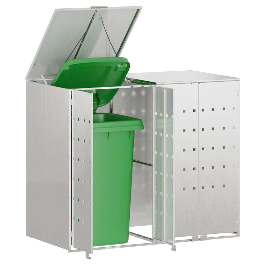 Wheelie Bin Storage for 2 Bins Stainless Steel Silver